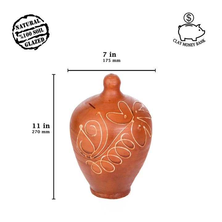 Natural Clay Piggy Banks for Adults, Terracotta Coin Banks