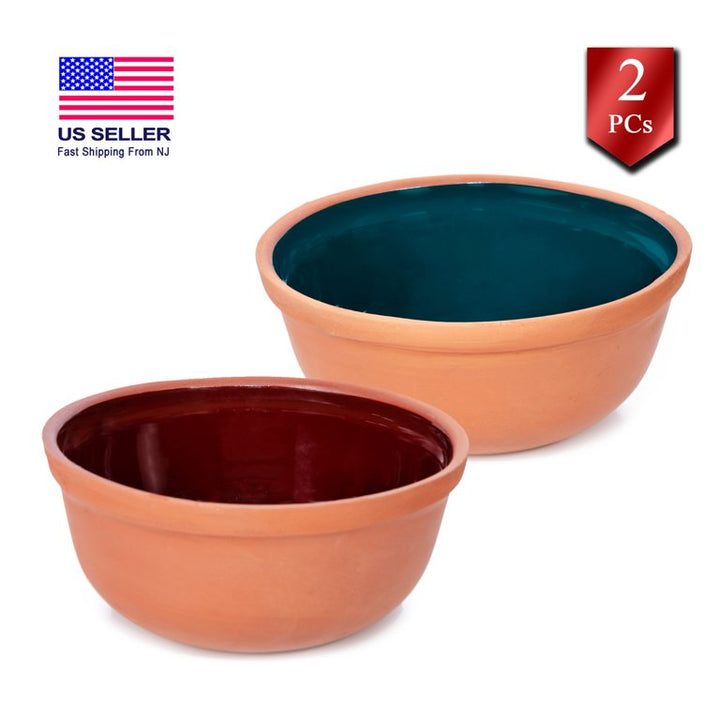 Handmade Clay Bowl, Terracotta Dish, Set of 2, 5.9 in