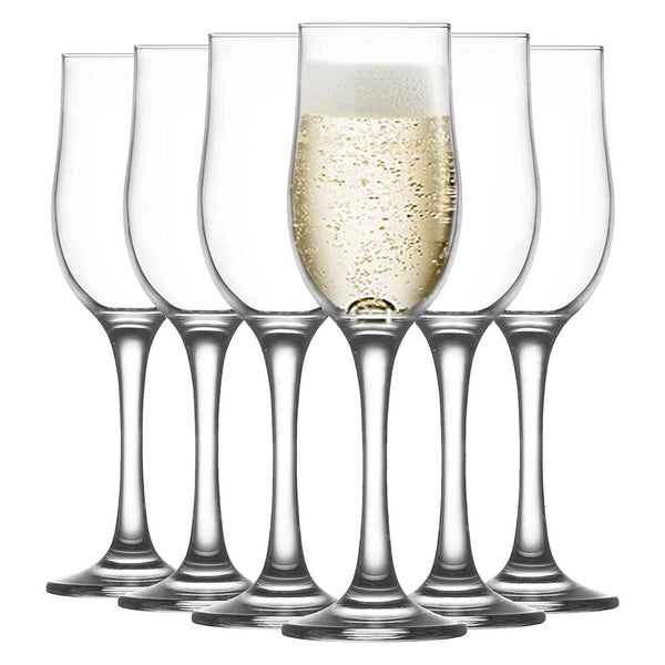 Lav Nevakar Champagne Flute Set, 6 Pcs, 7.25 Oz (195 cc)