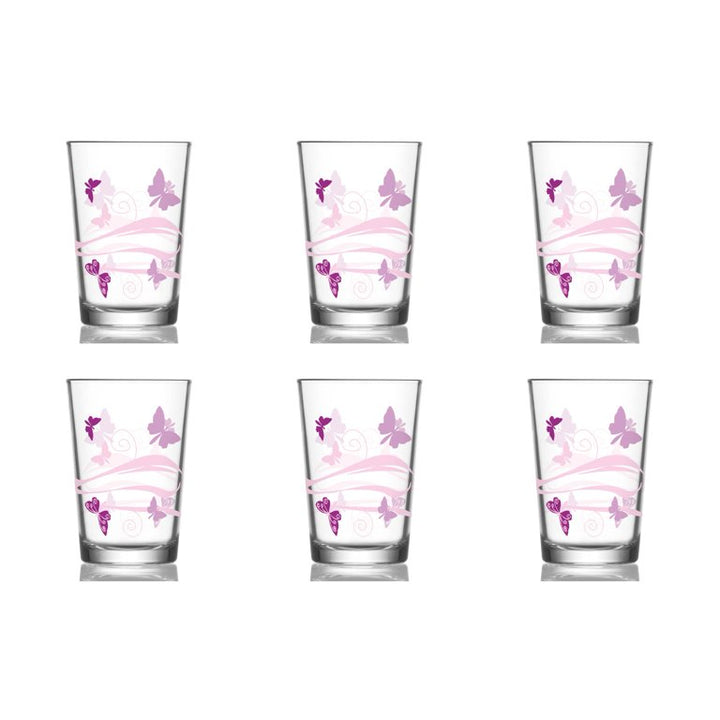 LAV Decorative Water Glass Set of 6,  Glass Cups, 6 Pcs, 7 Oz