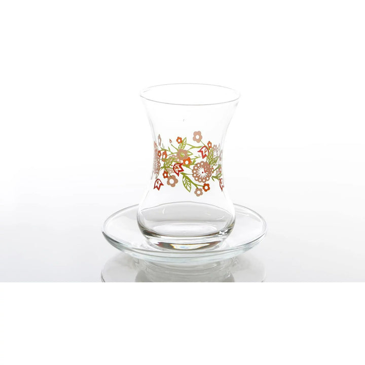 Flowery Patterned Colorful Tea Coffee Service Set, 4.5 Oz