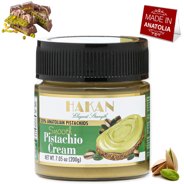 Hakan Pistachio Cream, 7.05 oz Anatolia-Grown Pistachio Butter for Dubai Chocolate Bar & Desserts with Kataifi