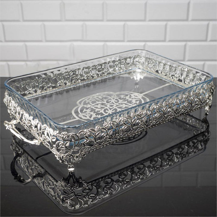 Rectangle Glass Bakeware Casserole with Metal Holder