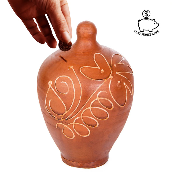 Natural Clay Piggy Banks for Adults, Terracotta Coin Banks