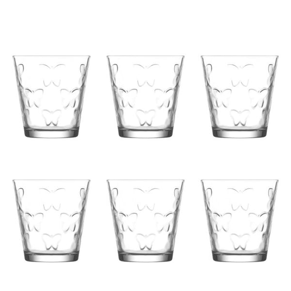 Butterfly Design Drinking Glasses Set, 6 Pcs, 8.5 Oz