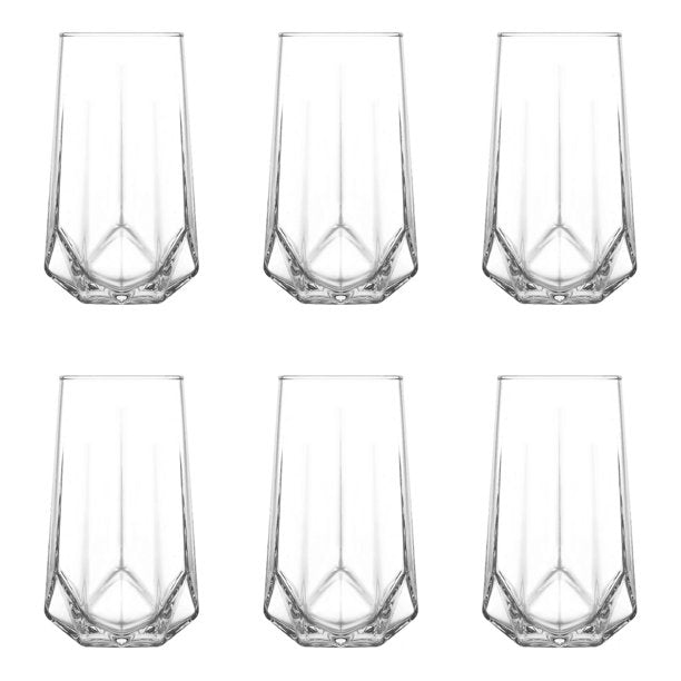 Lav Valeria Long Drink Glass Set, 6 Pcs, 15.5 Oz (460 cc)