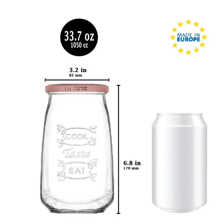 Lav Mason Jar with Lid, Clear Glass Canning Jar - 1 Pcs