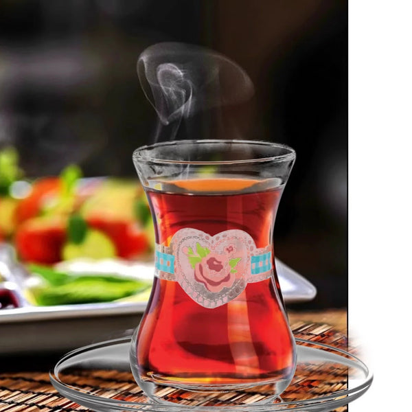 Lav Authentic Turkish Teacups with Saucers 12 Pcs, 4.75 oz