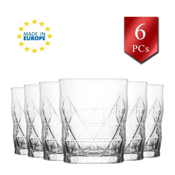 Lav Stemless Vodkha and Scotch Glassware, 6 Pcs, 11.7 oz