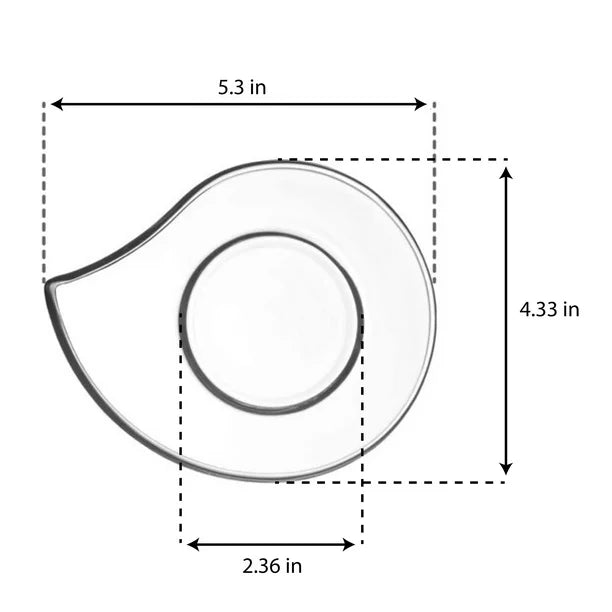 Lav Drop Shape Glass Turkish Tea Saucers, 6 Pcs, 5.3 inch x 4.33 in