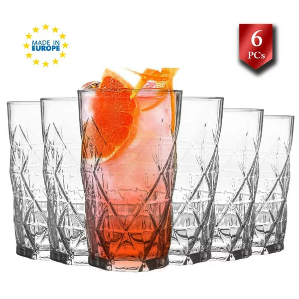 Lav Crystal Highball Glasses, Set of 6, 15.5 oz