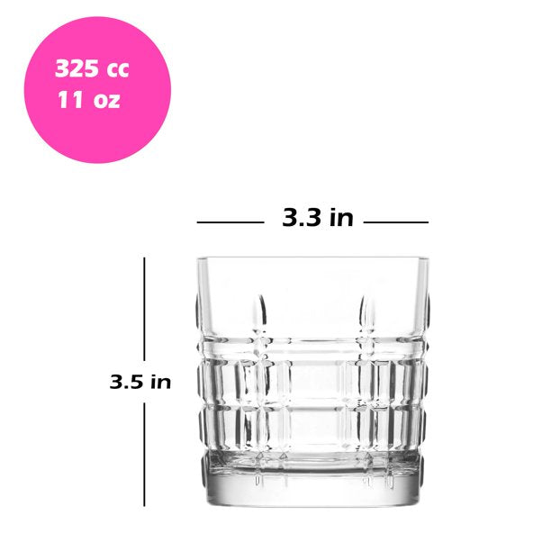 Lav Brit Whiskey Glass Set, Large Bar Glasses, 6 Pcs, 11. Oz