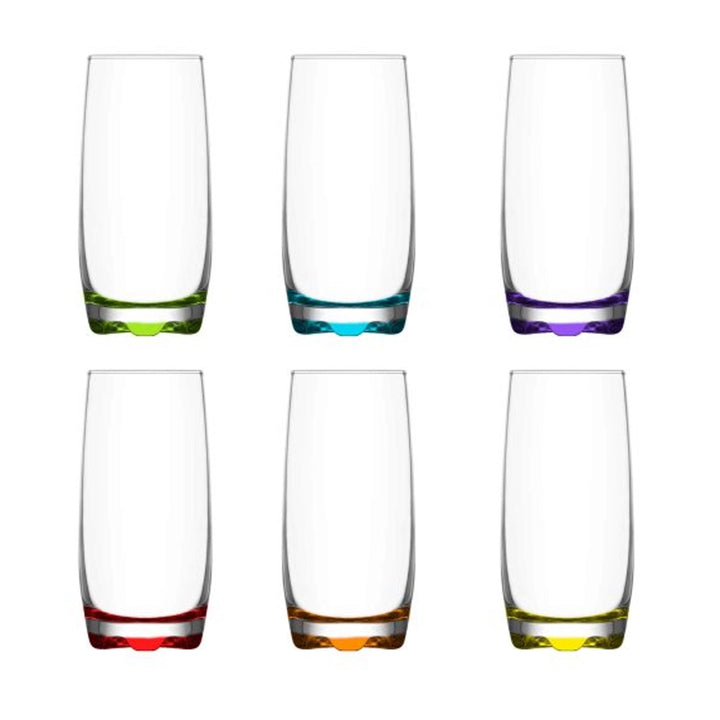 Drinking Glasses Set of 6, Long Colorful Tumbler, 13 oz