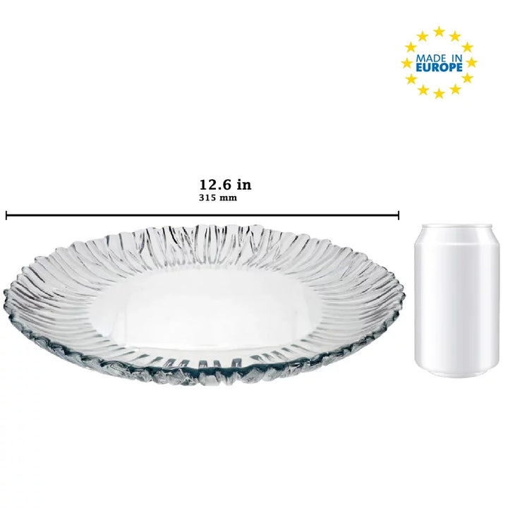 Pasabahce Glass Service Plate, Round Dinnerware, 12.6 in