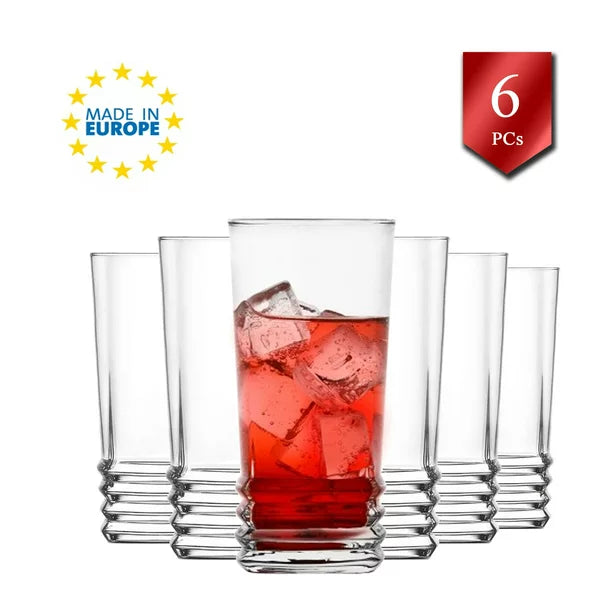 Long Cold Drink Glasses, Water Glasses for 6, 11.2 oz