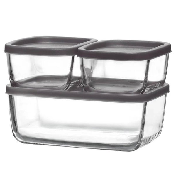 Glass Food Container Set with Lids, 3 Pcs, 13.75 Oz, 39.5 Oz