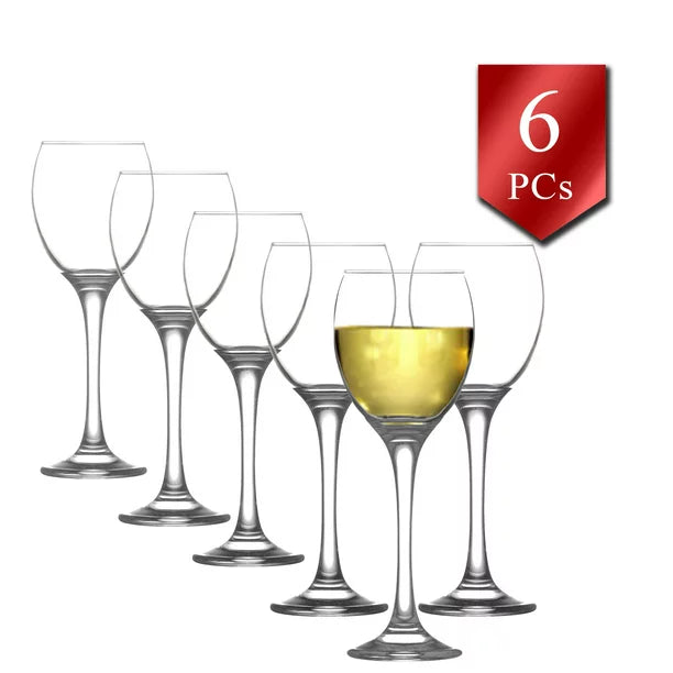 Stemmed Red Wine Drinking Glassware for Party, 6 Pcs, 8.2 oz