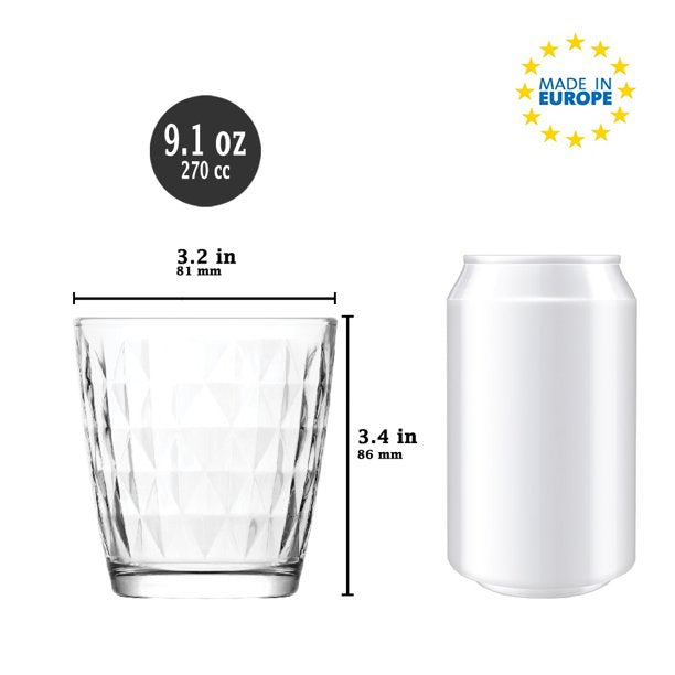 Durable Drinking Glasses for Daily Use, Set of 6, 9.2 oz