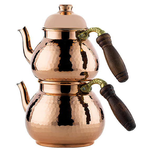 Hammered Samovar Style Vintage Copper Tea Pot Set