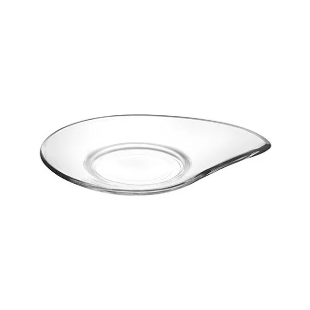 Lav Drop Shape Glass Turkish Tea Saucers, 6 Pcs, 5.3 inch x 4.33 in