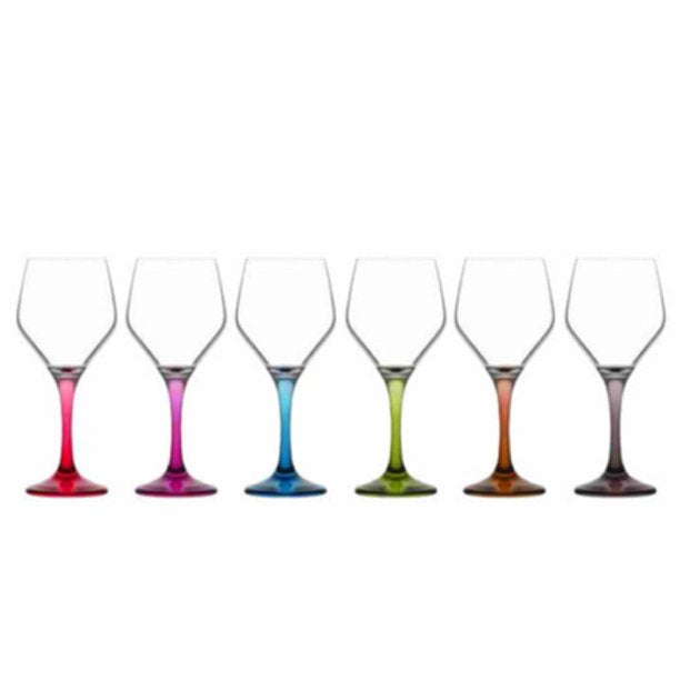 Lav Painted Wine Glass Set with Stem, 6 Pcs, 11.25 Oz