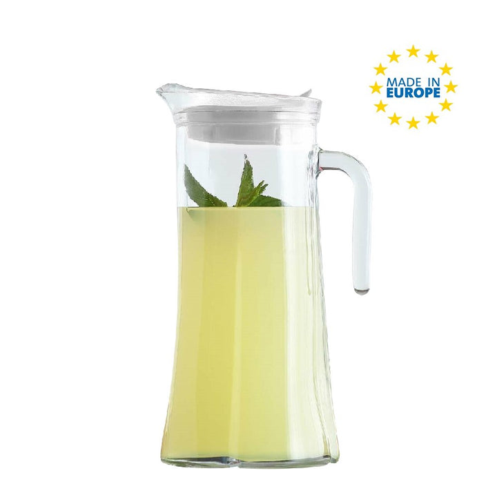 Lav Glass Pitcher with Lid and Handle for Water, Milk, Juice, 47.25 oz