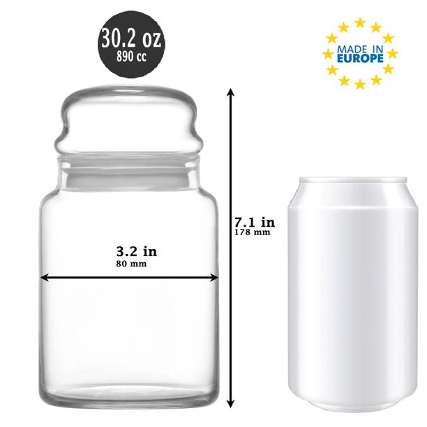 Food Containers with Airtight Glass Lids, Set of 2, 30 oz