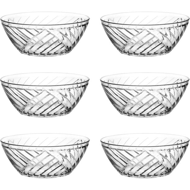 Lav Crystal Clear Glass Round Serving Bowls Set of 6, 7.2 oz