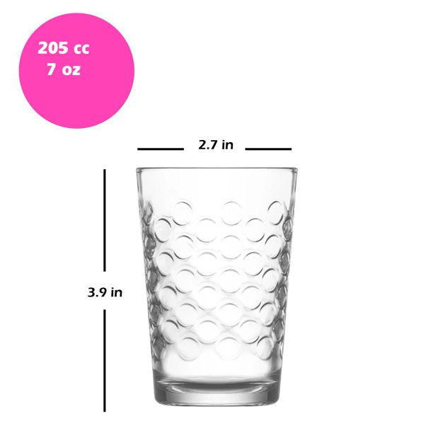 Sedef Water Glass Set of 6, Drinking Glasses, 6 Pcs, 7 Oz