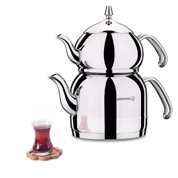 Korkmaz Efendi Turkish Teapot Set for Stovetop