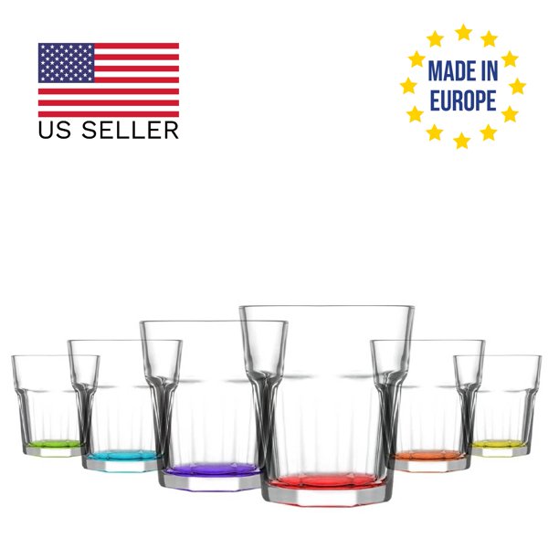 Colorful Whiskey Set Modern Whiskey Tumblers, 6 Pcs, 10.2 oz