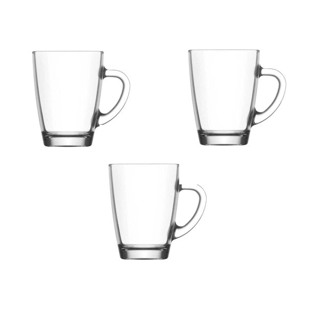 Lav Clear Glass Coffee Tea Mugs Set of 3, 10.25 Oz (300cc)