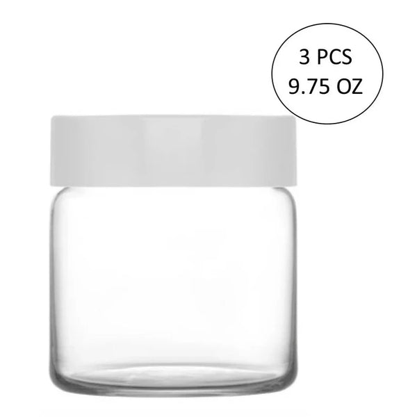 Lav Glass Jar with Lids, Regular Mouth 3 Piece Set, 9.75 Oz