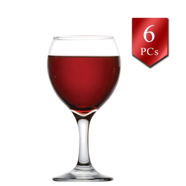 Red Wine Glasses, Stemmed Non-Leaded Wineware, 6 Pcs, 7.2 oz