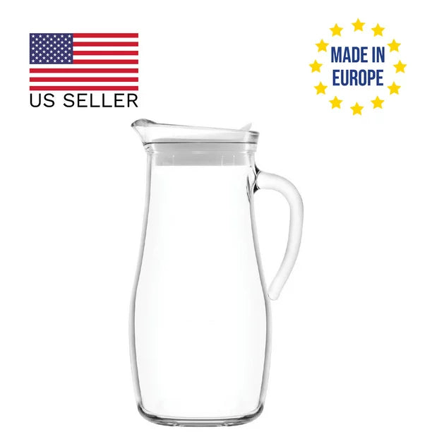 Lav Misket Glass Pitcher with Spout and Handle, 61 Oz