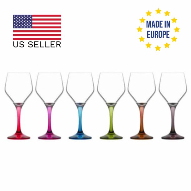 Lav Painted Wine Glass Set with Stem, 6 Pcs, 11.25 Oz