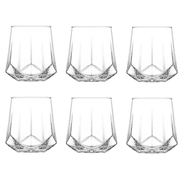 Valeria Whiskey Glass Set, Drinking Glass Set, 6 Pcs 13.5 Oz