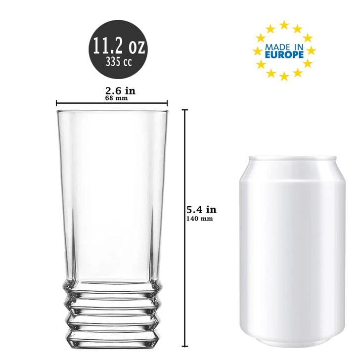 Long Cold Drink Glasses, Water Glasses for 6, 11.2 oz