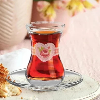 Authentic Turkish Tea Glasses with Saucers 12 Pcs, 4.75 oz