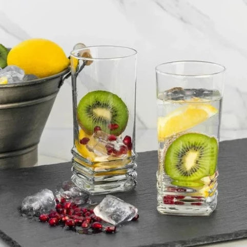 Long Cold Drink Glasses, Water Glasses for 6, 11.2 oz