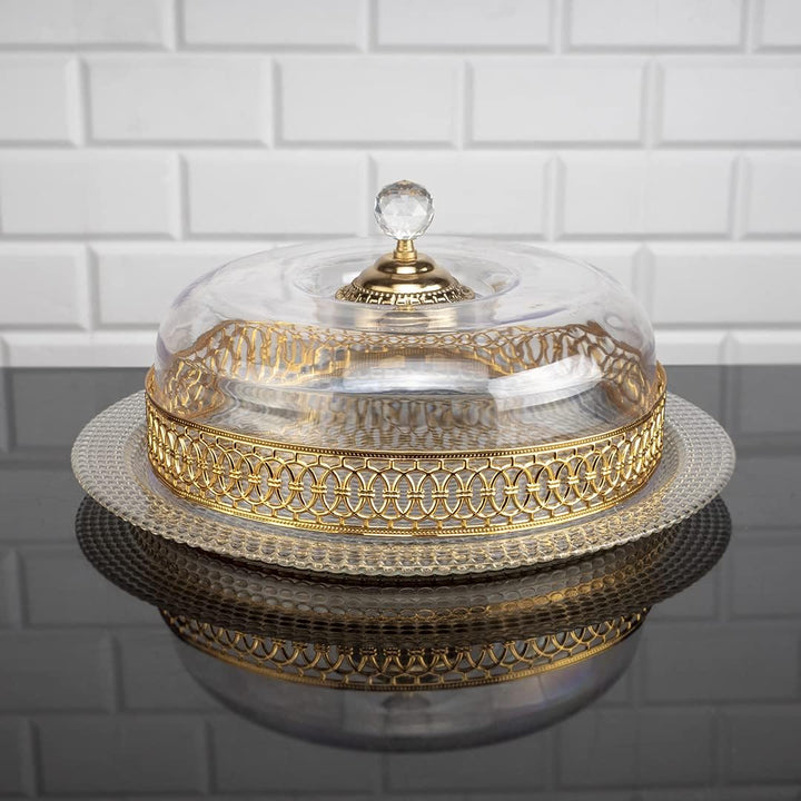 Handmade Cake Stand with Clear Acrylic Dome, Glass Cake Stand with Lid