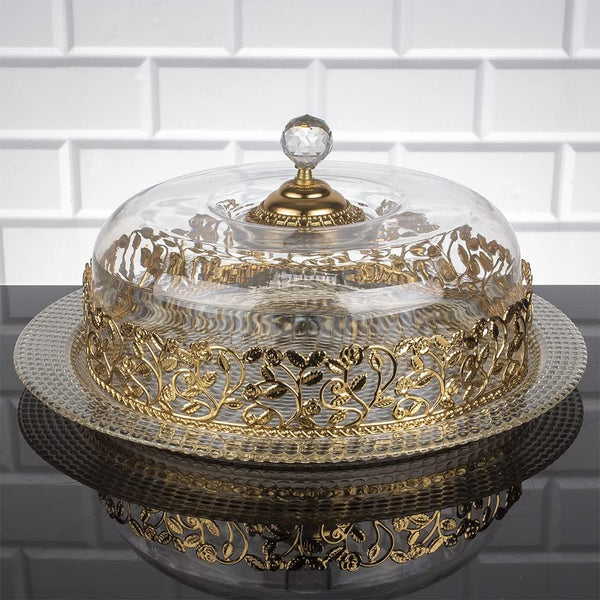 Handmade Cake Stand with Dome, Round Cake Holder with Cover