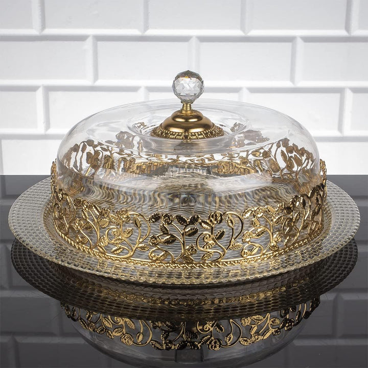 Handmade Cake Stand with Dome, Round Cake Holder with Cover