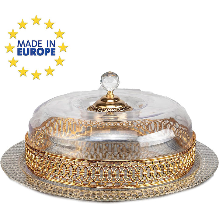 Handmade Cake Stand with Clear Acrylic Dome, Glass Cake Stand with Lid