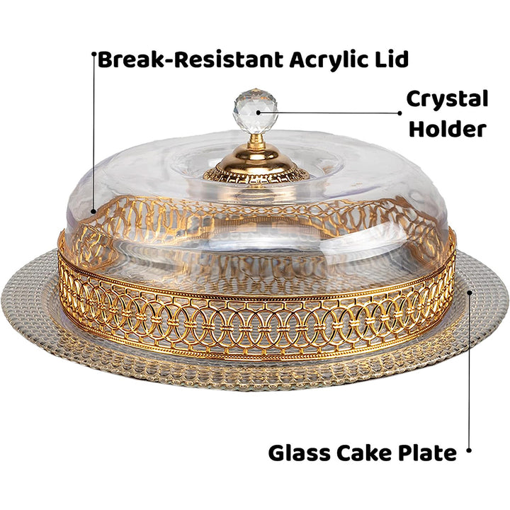 Handmade Cake Stand with Clear Acrylic Dome, Glass Cake Stand with Lid