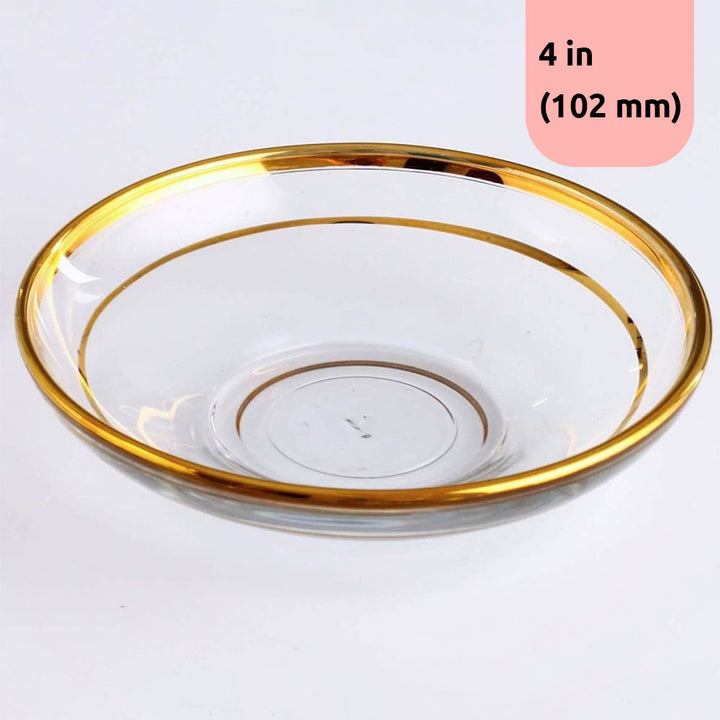 Teacup Saucers Set with Gold Rim, 4 in (102 mm)