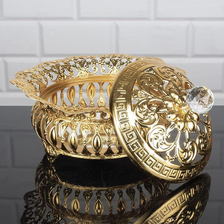 Handmade Fancy Sugar Serving Bowl with Lid and Crystal Top