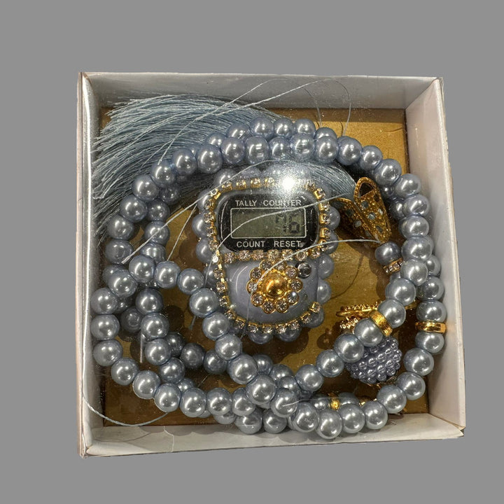 Stone Pearl Rosary Digital Zikr Tasbih Islam Gift Set of 2