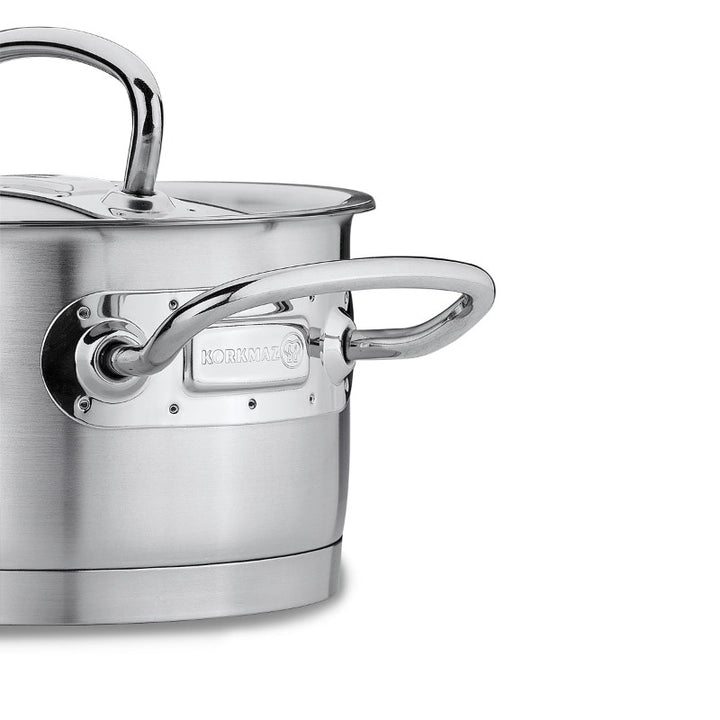 Korkmaz Deep Stainless Steel Casserole with Lid, Cooking Pot