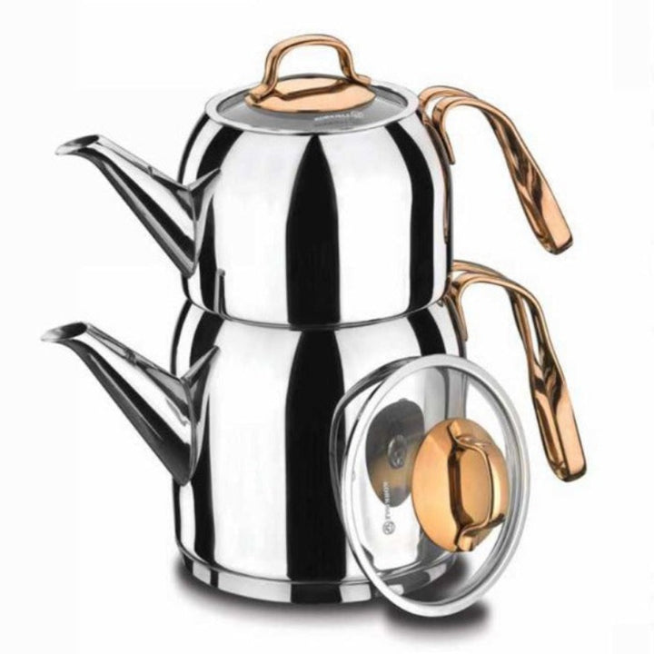 Korkmaz Rosanna Stainless Turkish Teapot Set, Tea Kettle